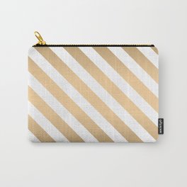 Gold Diagonal Stripes Minimalist Pattern On White Background Carry-All Pouch