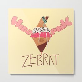 World in Pink - Zebrat Single Art Metal Print