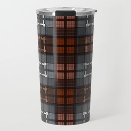 Dark black and blue plaid checkered Scandinavian design Travel Mug