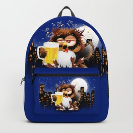 Drunk Owl with Beer Funny Character Backpack