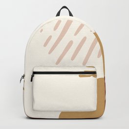 Midcentury Abstract Shapes Beige Ochre Brown Backpack