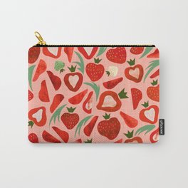 Strawberry field, creamy background Carry-All Pouch