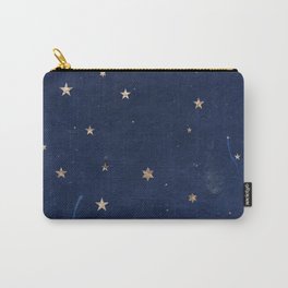 Good night - Leaf Gold Stars on Dark Blue Background Carry-All Pouch
