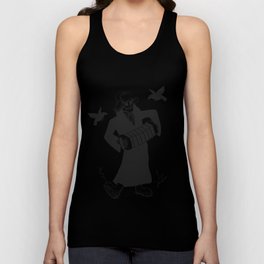 Grim reaper with accordion  - skull musician - black and white Tank Top