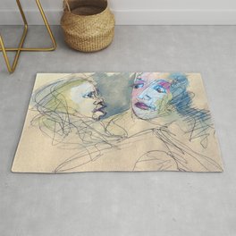 sketch of a mother with her child Rug