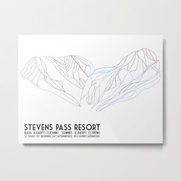 Stevens Pass, WA - Minimalist Trail Map Metal Print