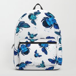 Bees Watercolour Pattern - Beelieve - Blue & Teal Backpack