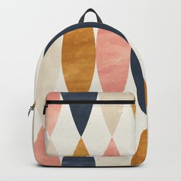 Gold Pink Navy Blue Oval Geometric Pattern Glam Style Backpack