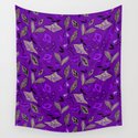 Beige purple floral pattern retro Wandbehang