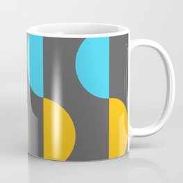 Mid century modern  half moon waves - abstract geometric art (blue and yellow) Coffee Mug