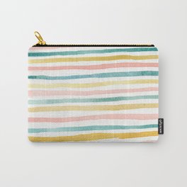 Pink, Teal, and Gold Stripes Carry-All Pouch