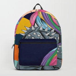 Girl unicorn full colour hair with rocker jacket punker style Backpack