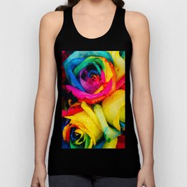 Geometric Multicolor Roses Tank Top