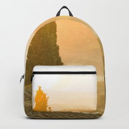 Italian Country // A Modern Artsy Style Graphic Photography of Farm Land Vineyards Washed out Sunset Backpack