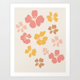 Simple Retro Flowers Art Print