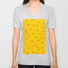 Mind Your Own Beeswax / Bright honeycomb and bee pattern V Neck T Shirt