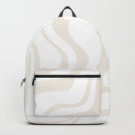 Liquid Swirl Abstract Pattern in Pale Beige and White Backpack