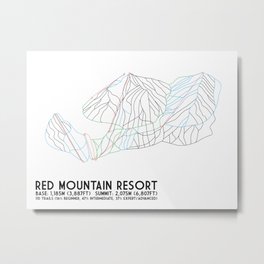 Red Mountain Resort, BC, Canada - Minimalist Trail Art Metal Print
