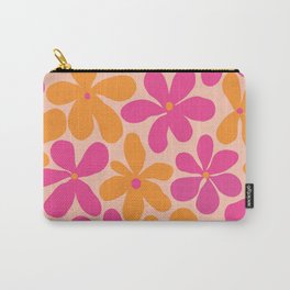  Groovy Pink and Orange Flowers Pattern - Retro Aesthetic  Carry-All Pouch