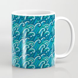 Stylized Blue Ocean Waves Coffee Mug
