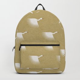 abstract bird flying  | modern white heron seamless pattern (golden yellow desert background) Backpack