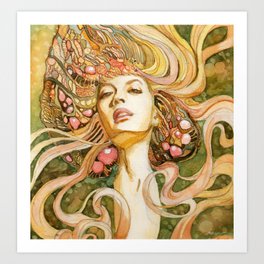Girl with Jewels Art Print