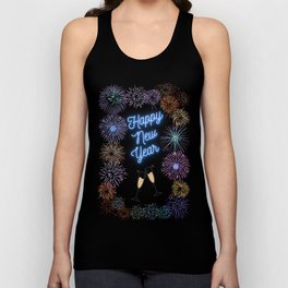 Happy New Year Fireworks with Champagne Flutes Tank Top