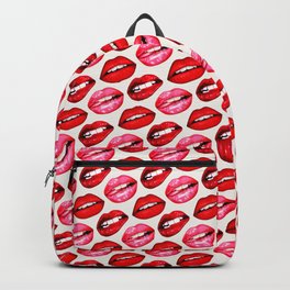 Lips Pattern - White Backpack