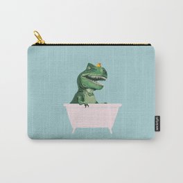 Playful T-Rex in Bathtub in Green Carry-All Pouch