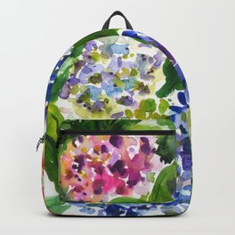 hydrangeas in green: watercolor flowers Backpack