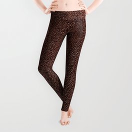 Dark Brown, Beige, Parallel Stitched Leather Effect Leggings