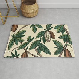 Cocoa plant seamless pattern. Cacao bean. Vintage illustration Rug
