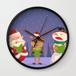 Santa Claus Snowman Deer  Wall Clock