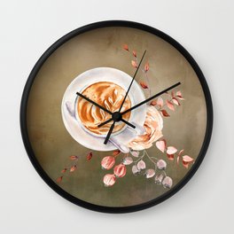 Cappuccino and Roses Wall Clock