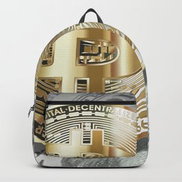 Bitcoin with dollar bills, cryptocurrency concept Backpack