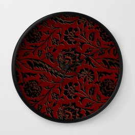 Burgundy and Black Floral  Wall Clock