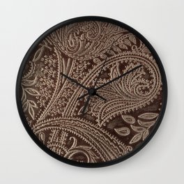Cocoa Brown Tooled Leather Wall Clock