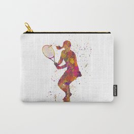 Woman plays tennis in watercolor 08 Carry-All Pouch