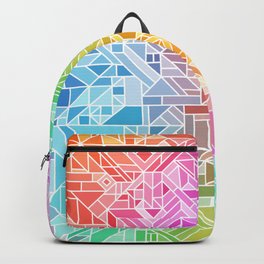 BRIGHT VIBRANT GRADIENT GEOMETRIC SHAPES RAINBOW PRINT TILED MOSAIC TIE DYE COLORFUL Backpack