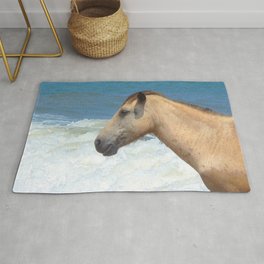 Watercolor Horse 47, Assateague Pony, Assateague, Maryland, The Ultimate Combover Rug