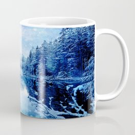 Blue Winter Wonderland : Forest Mirror Lake Coffee Mug