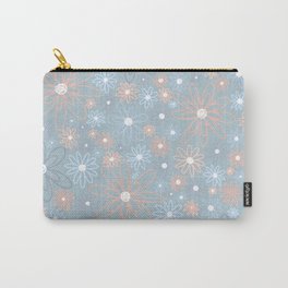 Pales and Grays Carry-All Pouch | Peachflowers, Graphicdesign, Blueflowers, Dustbluebackground, Paleblue, Dustyblue, Flowers, Graybackground, Lightblue, Gray 