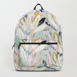 Pastel Shimmer Feather Leaves on Gray Backpack