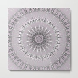Mauve Silver Mandala Metal Print