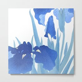 Blue iris japanese flowers Metal Print | Graphicdesign, Japanesedesign, Leavesprint, Moderninterior, Bohoflowers, Chineseflower, Indigolilly, Blueflower, Japanflowers, Blueiris 
