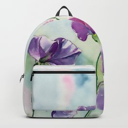 Sweet Pea Watercolour Painting Backpack