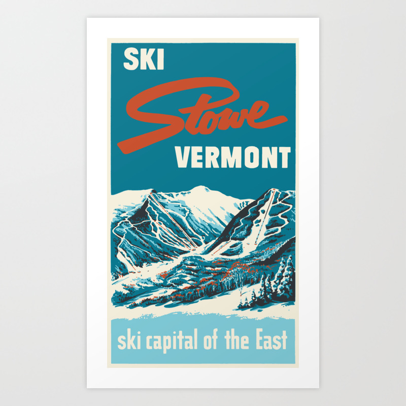Rustic Ski Lodge Wall Hanging Vermont Skiing Tourism Print Vermont Travel Poster Art Ski Vermont Vintage Ski Poster Cabin Decor