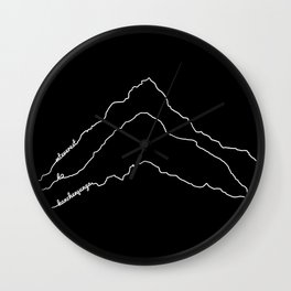 Tallest Mountains in the World / Mt Everest K2 Kanchenjunga / B&W Minimalist Line Drawing Art Print Wall Clock
