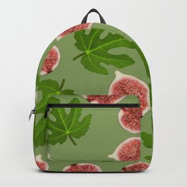 Figs and Fig Leaves green Backpack | Vegatable, Fruitpattern, Slice, Illustration, Graphicdesign, Fruitdesign, Tropical, Fruit, Food, Fig 