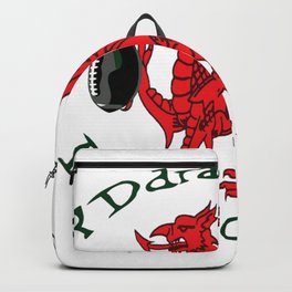 The Red Dragon Inspires Action Green Text Backpack